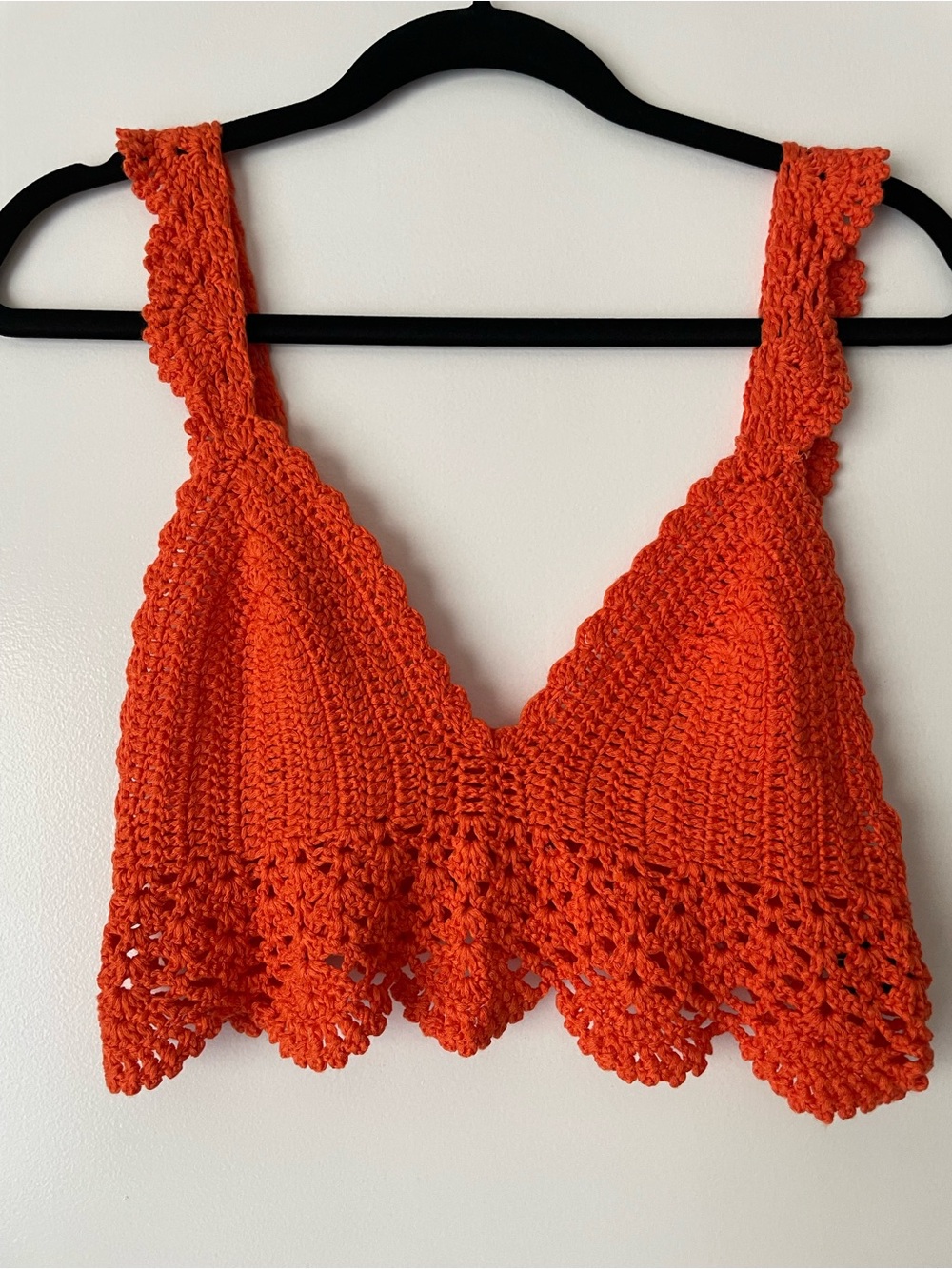 Cider Crocheted Crop Top in Bright Orange